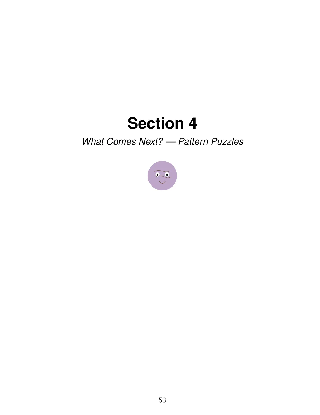 Pattern sequence puzzle page testing inductive reasoning and pattern recognition.